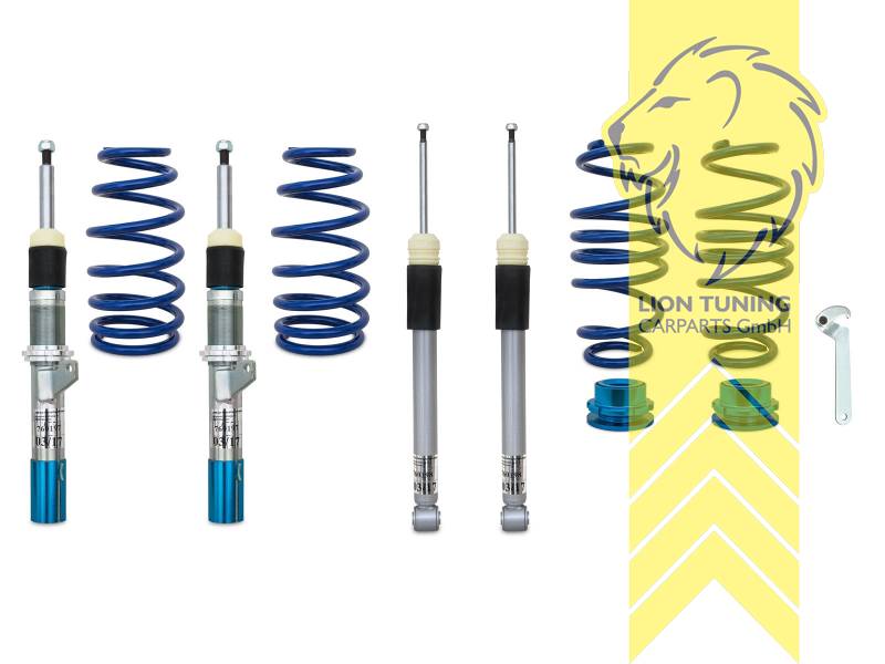 fest, blau, Hinterachsausführung: Verbundlenker (Starrachse), Nicht für Allradfahrzeuge (4WD, 4x4, 4Matic, 4Motion usw.), passend für 50/55mm Federbeindurchmesser (Adapter liegt bei), Stahl verzinkt, Eintragungspflichtig / Teilegutachten liegt bei