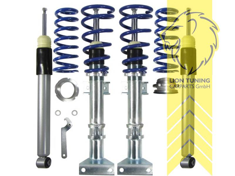 fest, blau, Nicht für Allradfahrzeuge (4WD, 4x4, 4Matic, 4Motion usw.), Nicht für Fahrzeuge mit elektronischer Dämpferverstellung., Stahl verzinkt, Eintragungspflichtig / Teilegutachten liegt bei