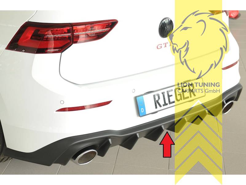 schwarz matt, Passt bei Golf 8 GTI / GTD / GTE nur in Verbindung mit Sport-ESD mit Endrohr je 1x links/rechts (130x115mm oval). Nicht für 