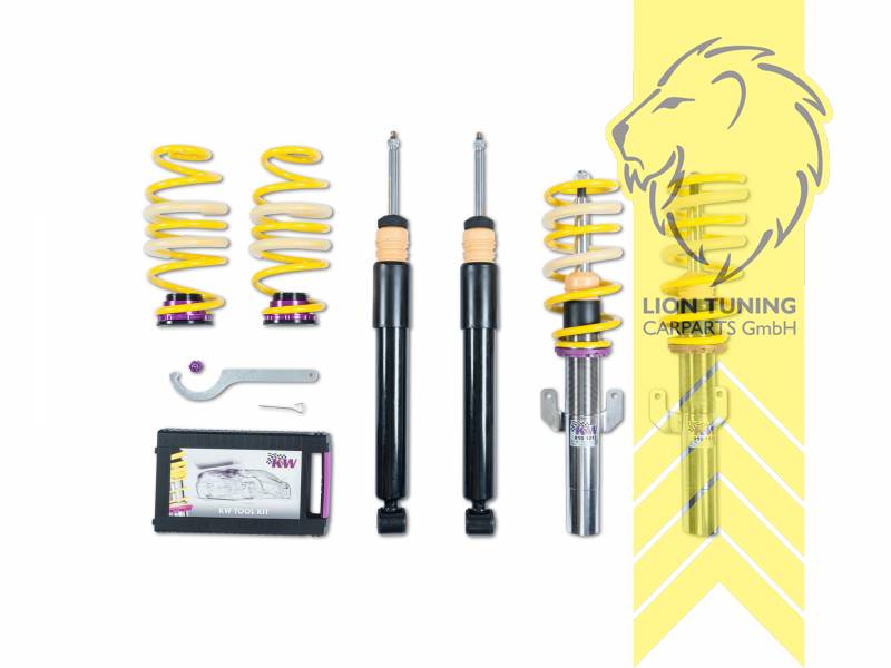 V2, gelb, Dämpfer verfügen über leicht zu bedienende Einstellräder. Bauartbedingt in der Zugstufe nur bei zugänglicher Kolbenstange., Edelstahl, Eintragungspflichtig / Teilegutachten liegt bei