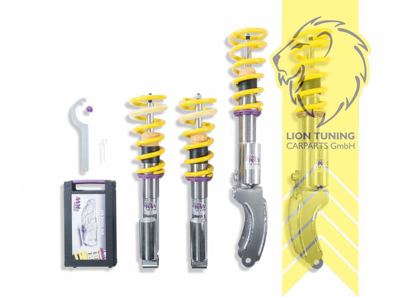 V3, gelb, nur passend für Fahrzeuge ohne Luftfederung, Nicht für Fahrzeuge mit elektronischer Dämpferverstellung., Dämpfer verfügen über leicht zu bedienende Einstellräder. Bauartbedingt in der Zugstufe nur bei zugänglicher Kolbenstange., Edelstahl, Eintragungspflichtig / Teilegutachten liegt bei