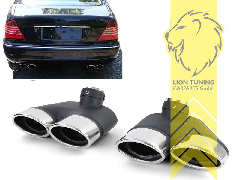 Liontuning - Tuningartikel für Ihr Auto  Lion Tuning Carparts GmbH  Edelstahl Endrohr Maske Sportauspuffblenden Mercedes S-Klasse W221 Sport  Optik