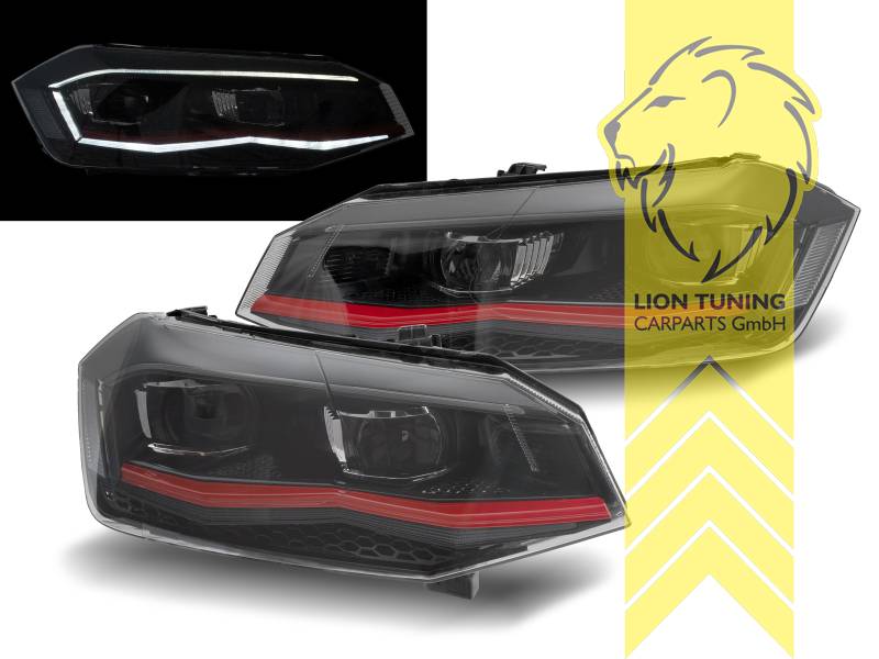 Halogen, schwarz, Abblendlicht H7 / Fernlicht H1, Blinkerbirnen BAU15S, elektrisch verstellbar - Stellmotor integriert, Eintragungsfrei / mit E-Prüfzeichen, Eintragungsfrei / mit R87 Zulassung als Tagfahrlicht