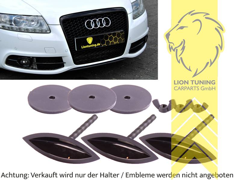 Für Audi Zeichen Schwarz Logo Ringe Kühlergrill Schwarz Edition