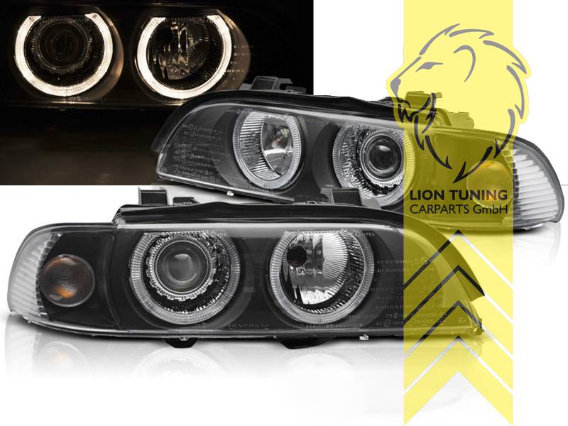 Liontuning - Tuningartikel für Ihr Auto  Lion Tuning Carparts GmbH DEPO  Angel Eyes Scheinwerfer BMW E39 Limousine Touring schwarz XENON