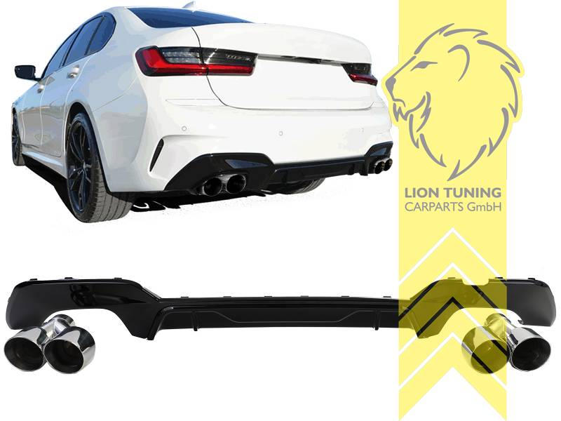 links und rechts, chrom, schwarz glänzend, nur passend für 318i, 320i, 330i, 320e, 330e, 320d, 330d, nur passend für Fahrzeuge mit M-Paket, PP Kunststoff, Eintragungsfrei / als Ersatzteil verwendbar