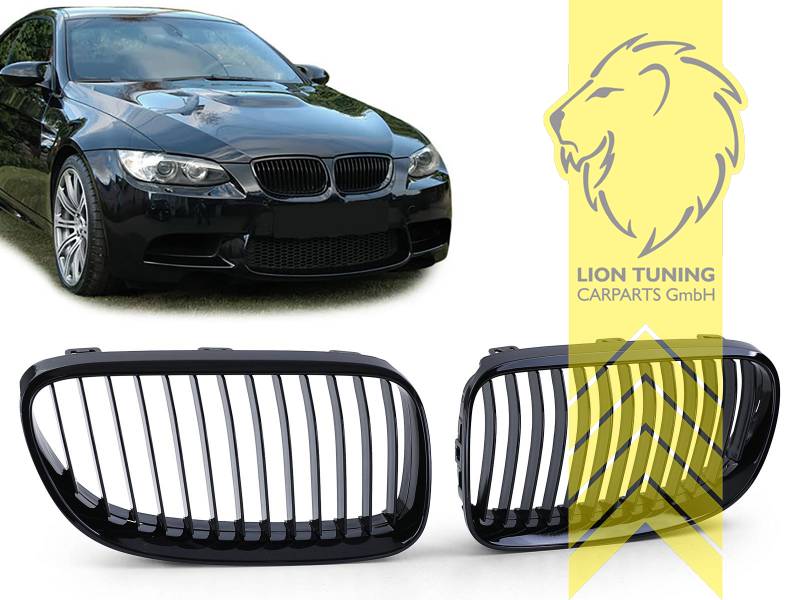 Liontuning - Tuningartikel für Ihr Auto  Lion Tuning Carparts GmbH Sportgrill  Kühlergrill BMW E92 Coupe E93 Cabrio schwarz glänzend