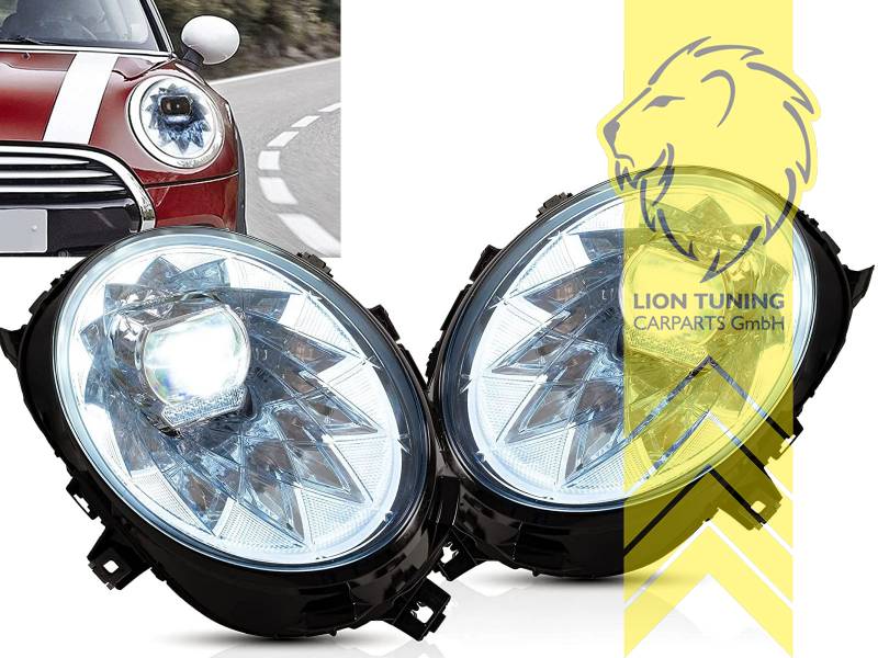 LED, dynamischer LED Blinker, chrom, nur passend für Fahrzeuge mit original Halogen Scheinwerfern, LED Abblendlicht / LED Fernlicht, elektrisch verstellbar - Stellmotor integriert, Eintragungsfrei / mit E-Prüfzeichen, Eintragungsfrei / mit R87 Zulassung als Tagfahrlicht