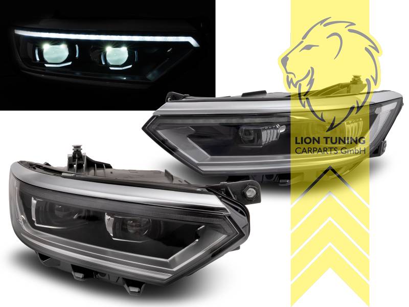 LED, mit LED Blinker, schwarz, nur passend für Fahrzeuge mit original LED Scheinwerfern, LED Abblendlicht / LED Fernlicht, elektrisch verstellbar - Stellmotor integriert, Eintragungsfrei / mit E-Prüfzeichen, Eintragungsfrei / mit R87 Zulassung als Tagfahrlicht