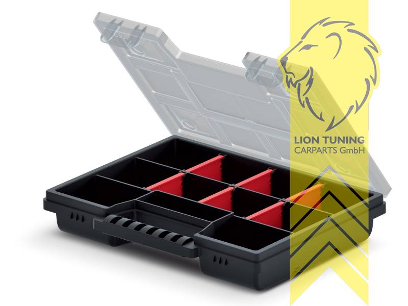 schwarz, Transparent, rot, Klein, Prosperplast, PP Kunststoff, 195 x 155 x 35 mm