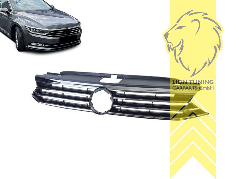 mit Emblemaufnahme, schwarz, chrom, ABS Kunststoff, Eintragungsfrei / als Ersatzteil verwendbar