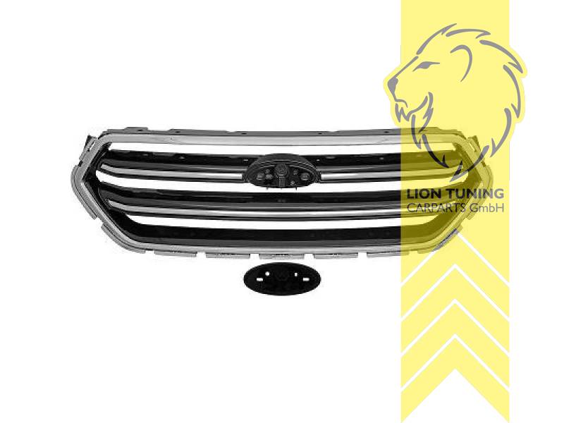 mit Emblemaufnahme, schwarz, chrom, nicht passend für ST-Line, ABS Kunststoff, Eintragungsfrei / als Ersatzteil verwendbar