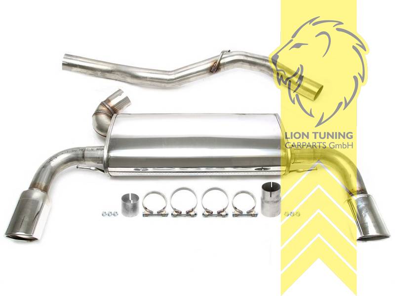 1x90mm rund / gebördelt, Endrohr duplex, 90mm, Rund, Edelstahl, 3.0 B6304T2, Eintragungsfrei / mit ABE