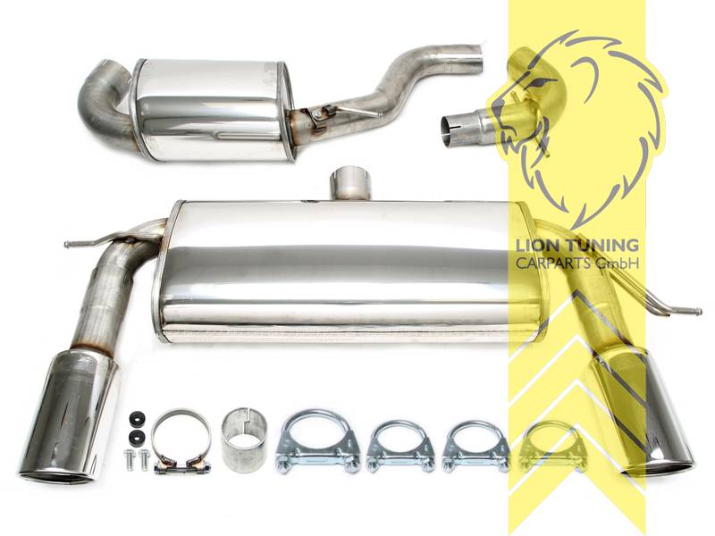 2 x 100mm rund / gebördelt, Endrohr doppel, 100 mm, Rund, Edelstahl, 2.0 TFSI CAWB, CCZB, Eintragungsfrei / mit ABE