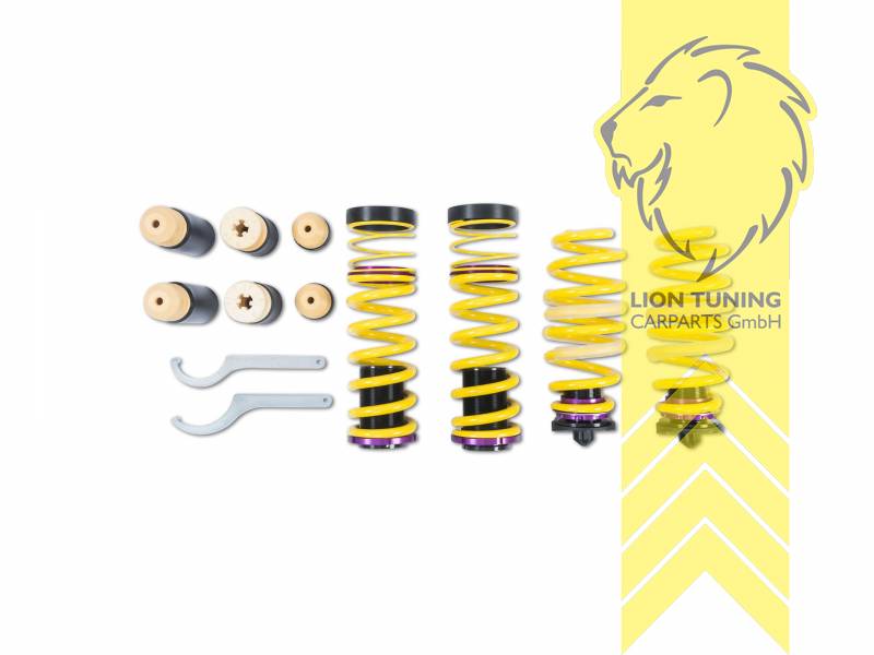 Nur für Fahrzeuge mit elektronischer Dämpferregelung, gelb, VA   HA höhenverstellbar (Federnsatz bestehend aus VA HA Federn mit Höhenverstellung, kann ausschließlich mit Seriendämpfern verwendet werden), Chrom-Silizium-Stahl, Eintragungspflichtig / Teilegutachten liegt bei