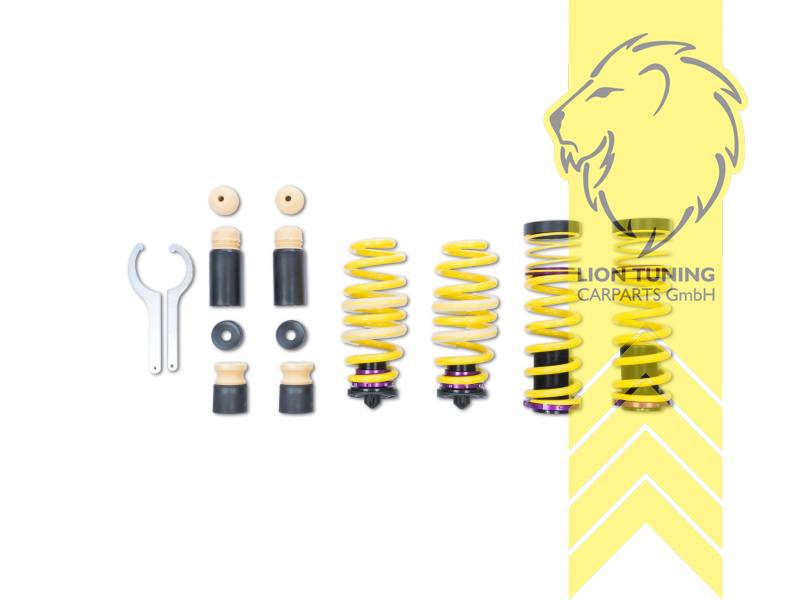 Nur für Fahrzeuge mit elektronischer Dämpferregelung, gelb, VA   HA höhenverstellbar (Federnsatz bestehend aus VA HA Federn mit Höhenverstellung, kann ausschließlich mit Seriendämpfern verwendet werden), Bei Fahrzeugen mit werkseitiger Tieferlegung reduziert sich die angegebene Tieferlegungsrate um das Maß der werkseitigen Tieferlegung., Chrom-Silizium-Stahl, Eintragungspflichtig / Teilegutachten liegt bei