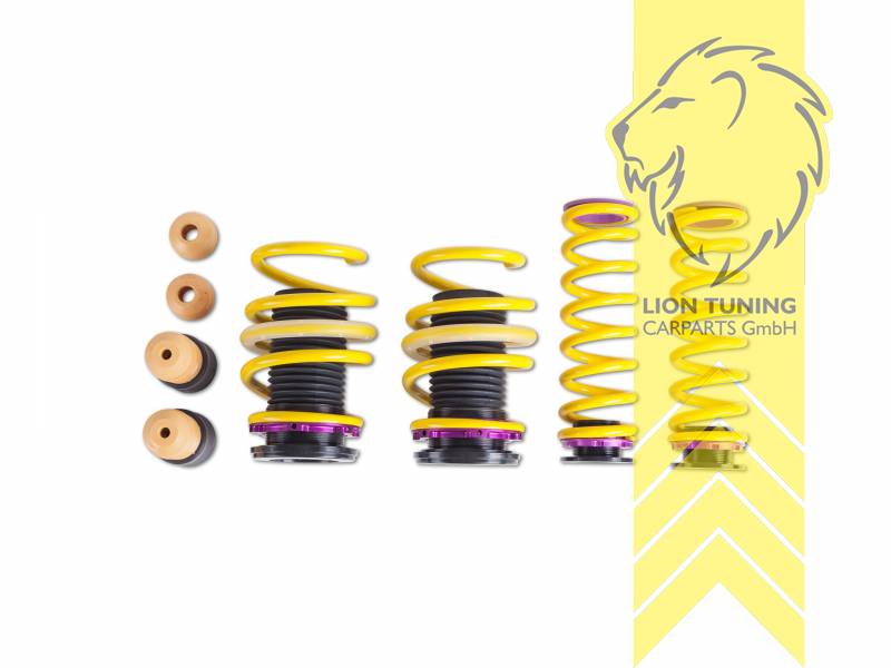 Nur für Fahrzeuge mit elektronischer Dämpferregelung, gelb, VA   HA höhenverstellbar (Federnsatz bestehend aus VA HA Federn mit Höhenverstellung, kann ausschließlich mit Seriendämpfern verwendet werden), Bei Fahrzeugen mit werkseitiger Tieferlegung reduziert sich die angegebene Tieferlegungsrate um das Maß der werkseitigen Tieferlegung., Chrom-Silizium-Stahl, Eintragungspflichtig / Teilegutachten liegt bei