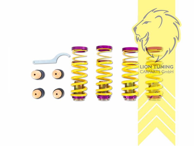 Nur für Fahrzeuge mit elektronischer Dämpferregelung, gelb, VA   HA höhenverstellbar (Federnsatz bestehend aus VA HA Federn mit Höhenverstellung, kann ausschließlich mit Seriendämpfern verwendet werden), Chrom-Silizium-Stahl, Eintragungspflichtig / Teilegutachten liegt bei