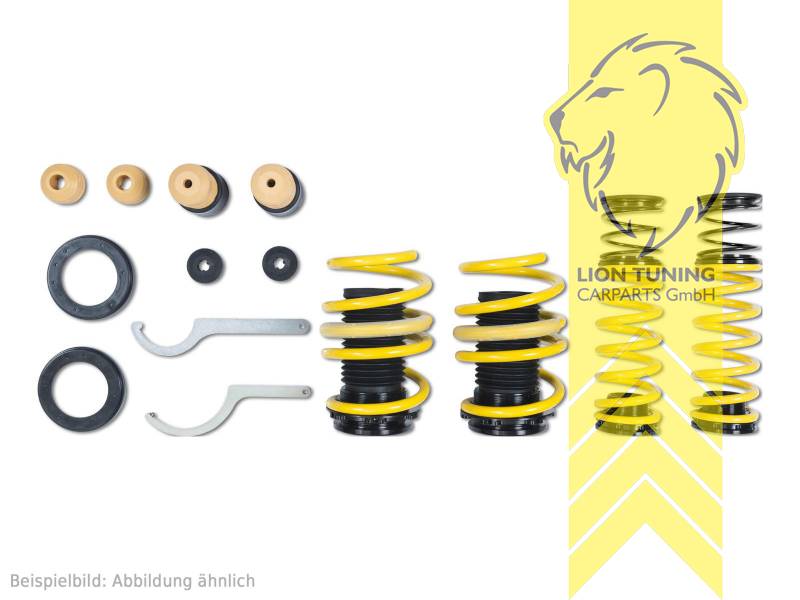 Nur für Fahrzeuge mit elektronischer Dämpferregelung, gelb, VA   HA höhenverstellbar (Federnsatz bestehend aus VA HA Federn mit Höhenverstellung, kann ausschließlich mit Seriendämpfern verwendet werden), Chrom-Silizium-Stahl, Eintragungspflichtig / Teilegutachten liegt bei