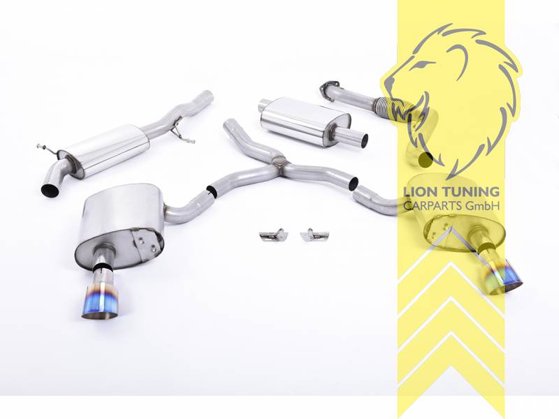 70 mm (2,75 Zoll), 1 x 100mm, Endrohr duplex, 100 mm, Titan geflämmt, Edelstahl, Eintragungsfrei / mit ABE