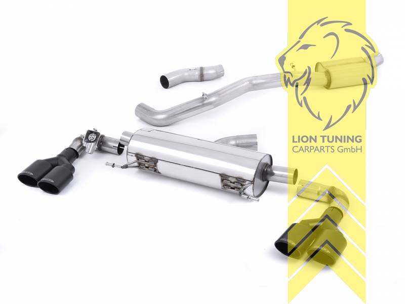 76 mm (3 Zoll), 2x 104 x 80 mm, Endrohr duplex, 104x80mm, Edelstahl schwarz lackiert (Cerakote), Edelstahl, Eintragungsfrei / mit ABE