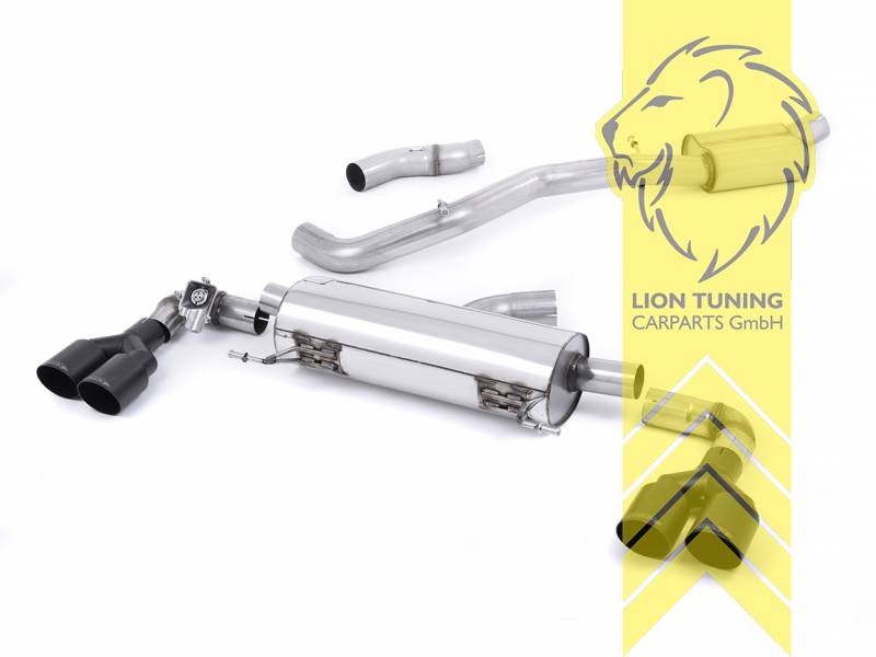 76 mm (3 Zoll), 2 x 90mm, Endrohr duplex, 90mm, Edelstahl schwarz lackiert (Cerakote), Edelstahl, Eintragungsfrei / mit ABE