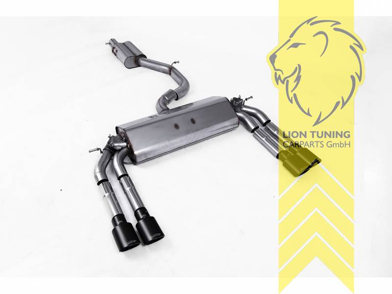 76 mm (3 Zoll), 2x 104 x 80 mm, Endrohr duplex, 104x80mm, Edelstahl schwarz lackiert (Cerakote), nicht passend für Fahrzeuge mit OPF, Edelstahl, Eintragungsfrei / mit ABE