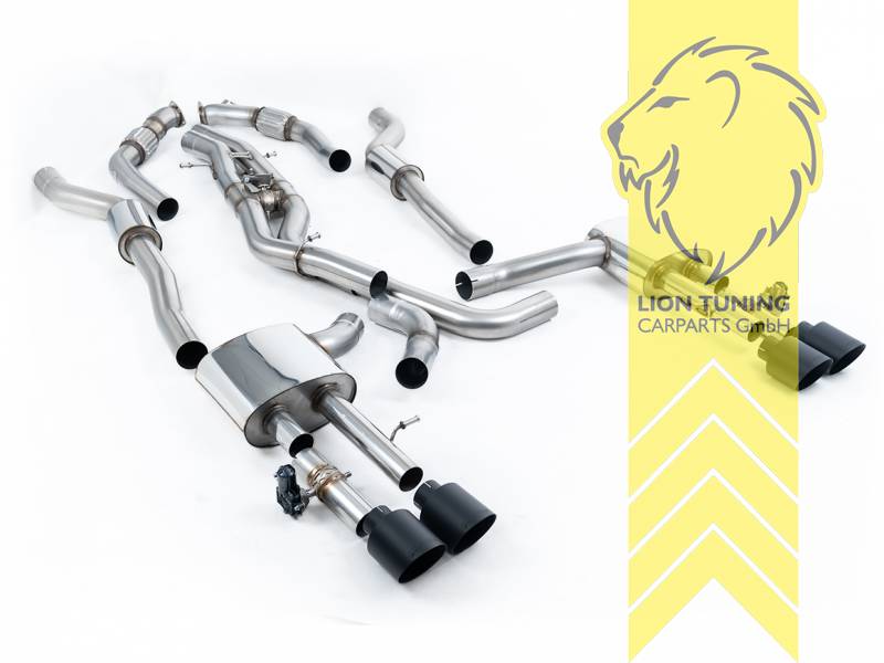 80 mm (3,15 Zoll), 2x 115mm, Endrohr duplex, 115 mm, Edelstahl schwarz lackiert (Cerakote), nur passend für Fahrzeuge mit OPF, Edelstahl, Eintragungsfrei / mit ABE