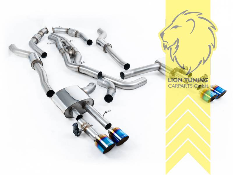 80 mm (3,15 Zoll), 2x 115mm, Endrohr duplex, 115 mm, Titan geflämmt, nur passend für Fahrzeuge mit OPF, Edelstahl, Eintragungsfrei / mit ABE