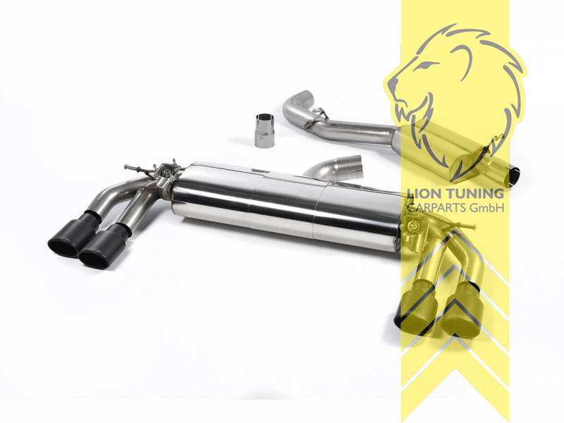 76 mm (3 Zoll), 2x 104 x 80 mm, Endrohr duplex, 104x80mm, Edelstahl schwarz lackiert (Cerakote), Edelstahl, Eintragungsfrei / mit ABE