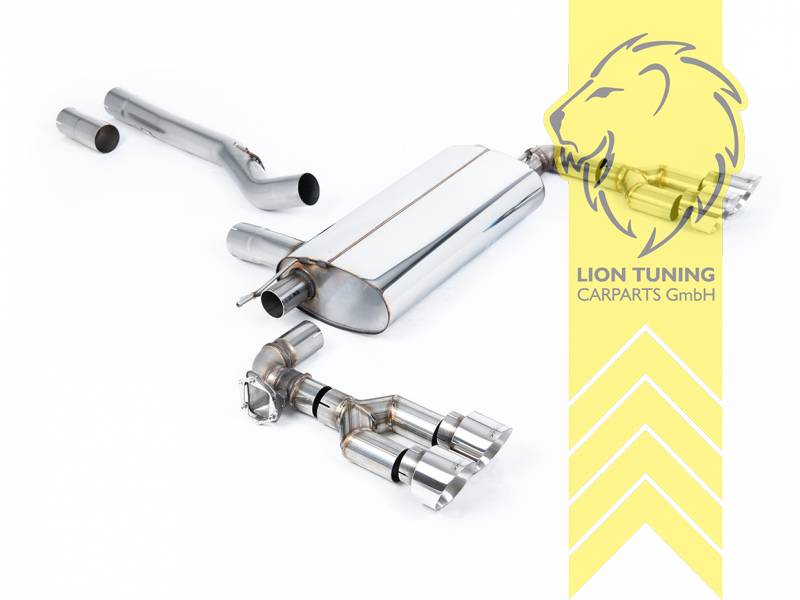 nur für X Drive Allrad, nur für 4 Rohr Diffusor passend, 76 mm (3 Zoll), 2 x 100 mm, Endrohr duplex, 100 mm, Edelstahl poliert, nur passend für Fahrzeuge mit OPF, Edelstahl, Eintragungsfrei / mit ABE