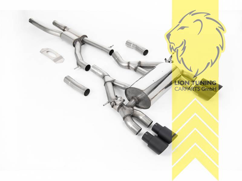 70 mm (2,75 Zoll), 2 x 90mm, Endrohr duplex, 90mm, Edelstahl schwarz lackiert (Cerakote), nur passend für Fahrzeuge mit OPF, Edelstahl, Eintragungsfrei / mit ABE