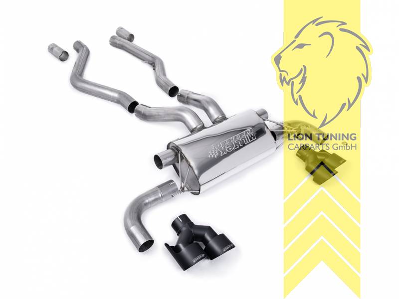 76 mm (3 Zoll), 2 x 100 mm, Endrohr duplex, 100 mm, Edelstahl schwarz lackiert (Cerakote), Edelstahl, Eintragungsfrei / mit ABE