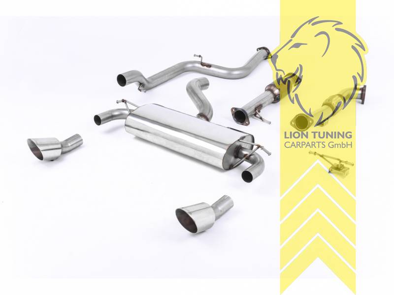 76 mm (3 Zoll), 1 x 115mm, Endrohr duplex, 115 mm, Edelstahl poliert, inkl. Sportkat, Edelstahl, Eintragungsfrei / mit ABE