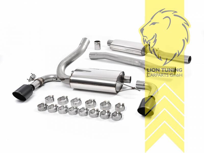 76 mm (3 Zoll), 1 x 115mm, Endrohr duplex, 115 mm, Edelstahl schwarz lackiert (Cerakote), Edelstahl, Eintragungsfrei / mit ABE