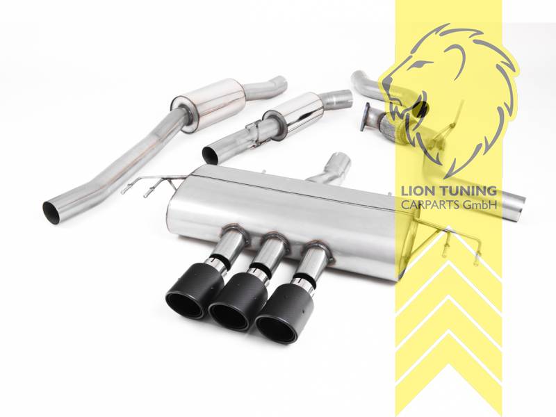 76 mm (3 Zoll), 3x100 mm, Endrohr dreifach, 100 mm, Carbon, Edelstahl, Eintragungsfrei / mit ABE