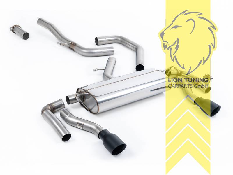 76 mm (3 Zoll), 1 x 100mm, Endrohr duplex, 100 mm, Edelstahl schwarz lackiert (Cerakote), nur passend für Fahrzeuge mit OPF, Edelstahl, Eintragungsfrei / mit ABE