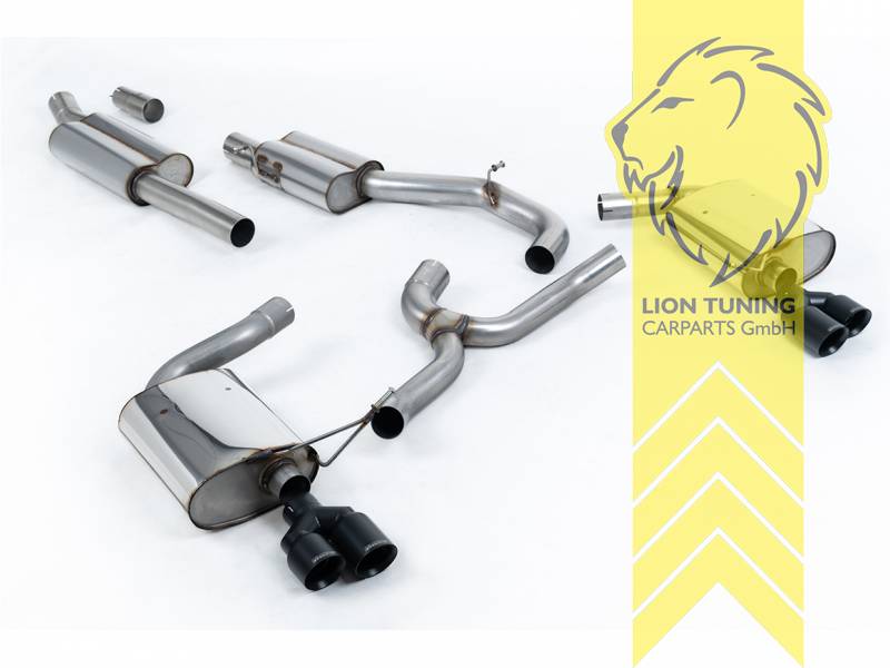 76 mm (3 Zoll), 2 x 80mm, Endrohr duplex, 80mm, Edelstahl schwarz lackiert (Cerakote), nicht passend für Fahrzeuge mit OPF, Edelstahl, Eintragungsfrei / mit ABE