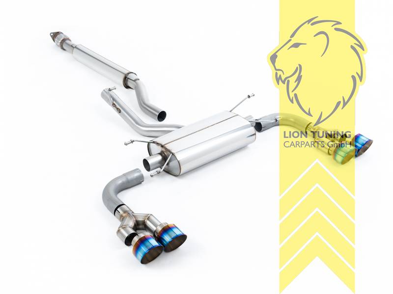 63 mm (2,5 Zoll), 2 x 100 mm, Endrohr duplex, 100 mm, Titan geflämmt, Edelstahl, Eintragungsfrei / mit ABE