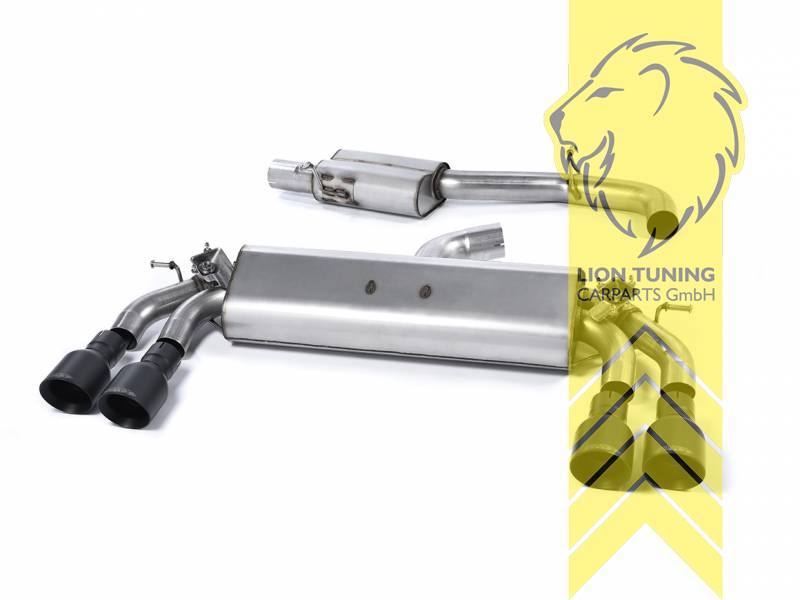 76 mm (3 Zoll), 2 x 100 mm, Endrohr duplex, 100 mm, Edelstahl schwarz lackiert (Cerakote), Edelstahl, Eintragungsfrei / mit ABE