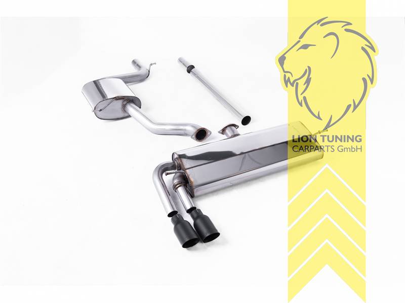 nur passend in Verbindung mit GTD Heckansatz, 70 mm (2,75 Zoll), 2 x 80mm, Endrohr doppel, 80mm, Edelstahl schwarz lackiert (Cerakote), nicht passend für Fahrzeuge mit OPF, Edelstahl, Eintragungsfrei / mit ABE