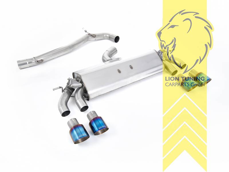 76 mm (3 Zoll), 2 x 100 mm, Endrohr duplex, 100 mm, Titan geflämmt, nur passend für Fahrzeuge mit OPF, Edelstahl, Eintragungsfrei / mit ABE