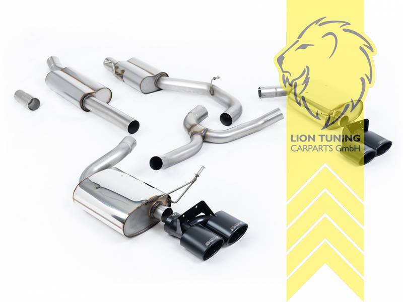 76 mm (3 Zoll), 2 x 118 x 83 mm, Endrohr duplex, 118x83mm, Edelstahl schwarz lackiert (Cerakote), nicht passend für Fahrzeuge mit OPF, Edelstahl, Eintragungsfrei / mit ABE