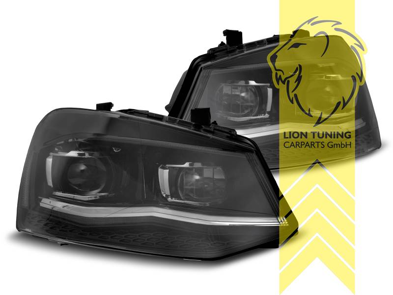 LED, chrom, schwarz, für Fahrzeuge mit Original H7 Scheinwerfern, elektrisch verstellbar - Stellmotor integriert, Eintragungsfrei / mit E-Prüfzeichen