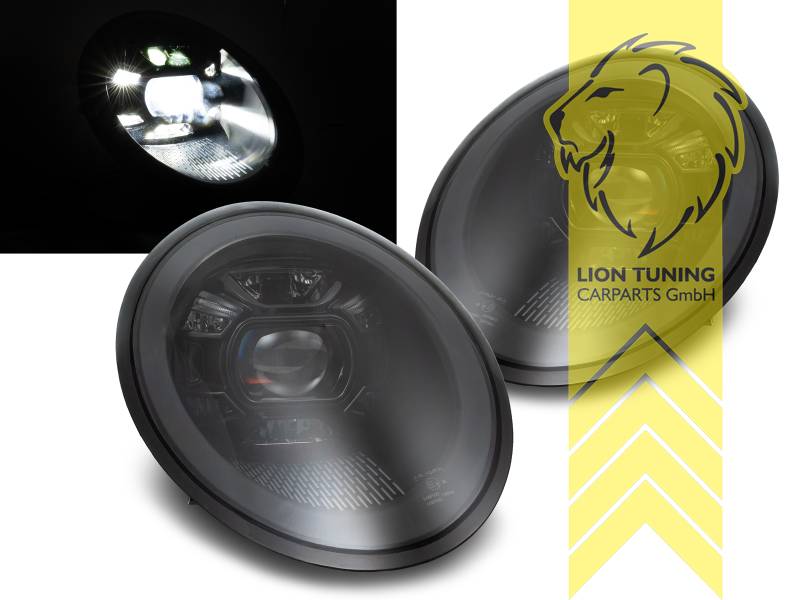 LED, dynamischer LED Blinker, schwarz, LED Abblendlicht / LED Fernlicht, elektrisch verstellbar - Stellmotor integriert, Eintragungsfrei / mit E-Prüfzeichen, Eintragungsfrei / mit R87 Zulassung als Tagfahrlicht