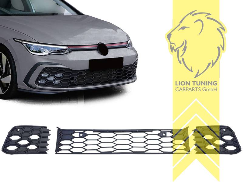 Mitte: 5H0853677J, Rechts: 5H0853666N, Links: 5H0853665N, schwarz matt, passend für alle Original und Zubehör GTi Stoßstangen, PP Kunststoff, Eintragungsfrei / als Ersatzteil verwendbar