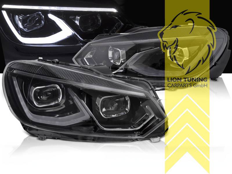 LED, dynamischer LED Blinker, schwarz, chrom, passend für Fahrzeuge mit Original Halogen Scheinwerfern, LED Abblendlicht / LED Fernlicht, Eintragungsfrei / mit E-Prüfzeichen