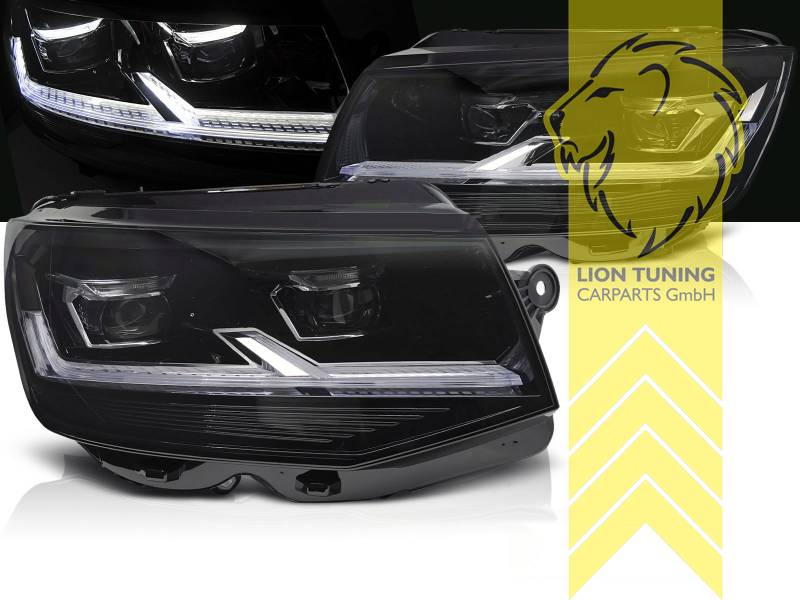 LED, dynamischer LED Blinker, schwarz, nur passend für Fahrzeuge mit original Halogen Scheinwerfern, LED Abblendlicht / LED Fernlicht, elektrisch verstellbar - Stellmotor integriert, Eintragungsfrei / mit E-Prüfzeichen, Eintragungsfrei / mit R87 Zulassung als Tagfahrlicht