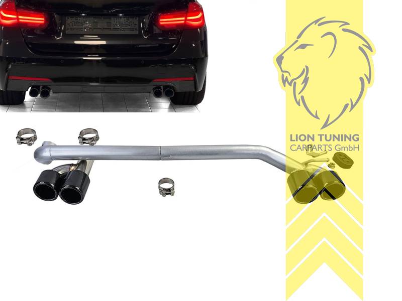 Endrohr duplex, schwarz, Rund, nur passend für Modelle mit Doppelrohr links, nicht für Modelle mit Anhängerkupplung, nicht passend für xDrive, Edelstahl