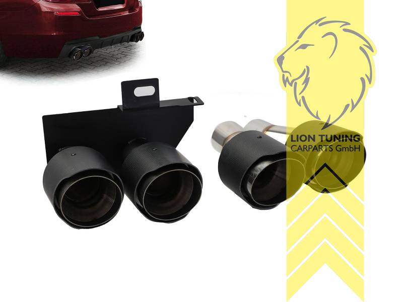 nur für 4 Rohr Diffusor passend, Endrohr duplex, schwarz, Rund, Edelstahl, Carbon